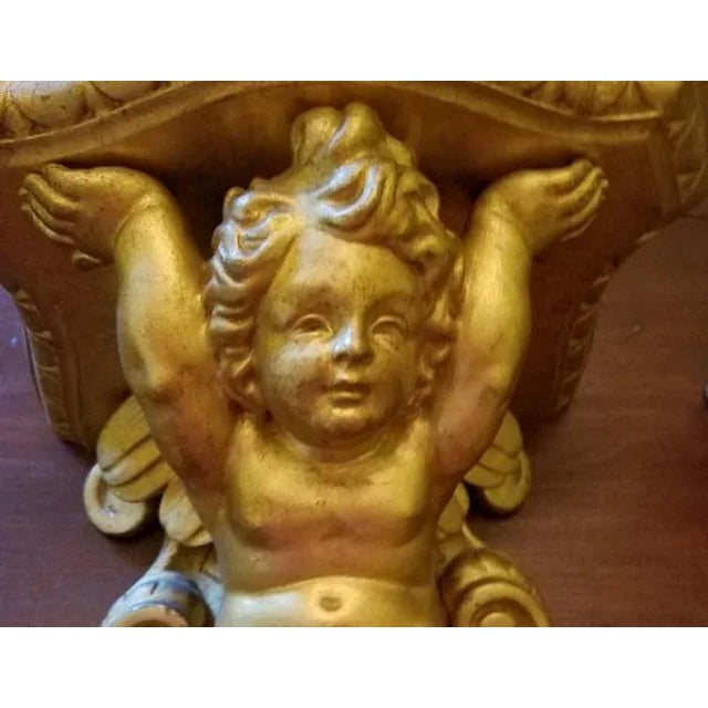Gold 19th Century Italian Barretti Florence Carved Wood Angel Shelves - a Pair For Sale - Image 8 of 11