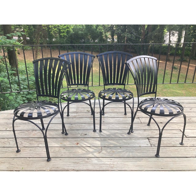 Francois Carre petite garden chairs petite. sunburst pinwheel design, almost 100 years old measuring 15.5 wide, 17.5 deep...