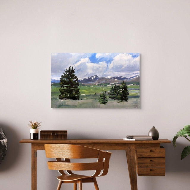 Contemporary Mt. Evans and Bierstadt, Colorado by David Shingler | Oil on wood panel Landscape with mountains and trees For Sale - Image 3 of 5