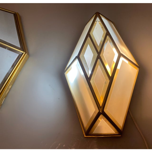 Brass Glass Sconces, 1970s, Set of 2 For Sale - Image 4 of 9