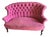 19th Century French Napoleon III Button-Tufted Fuchsia Brushed Cotton Settee For Sale