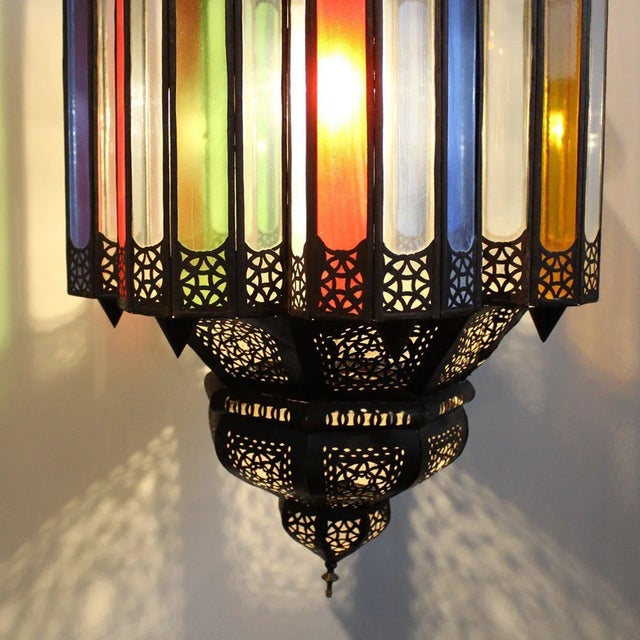 Moroccan Moroccan Multicolor Vintage Pendant Light For Sale - Image 3 of 5