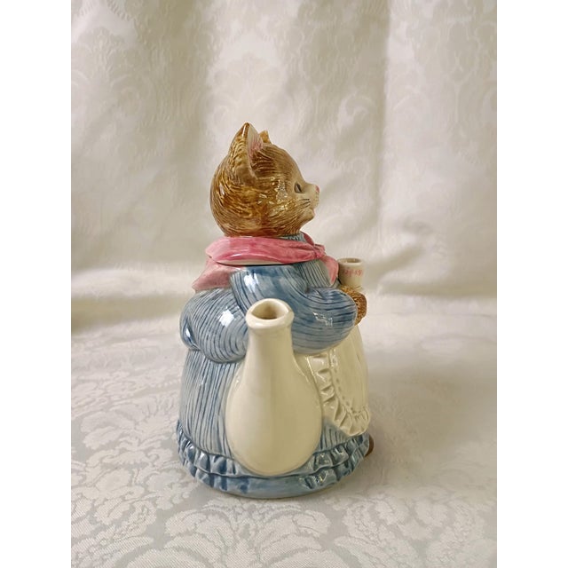 Cat Tea Set Japanese Otagiri Mrs Whiskers 4 Piece Kitchy Sugar Teapot Creamer Napkin Holder Wind in the Willows Style Quirky Kitchenware For Sale - Image 9 of 17