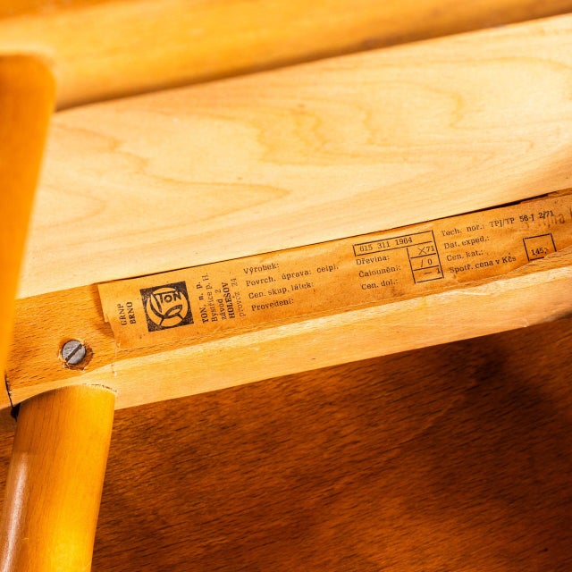 Tan Stick Back Lipped Seat Dining Chairs, 1950s, Set of 4 For Sale - Image 8 of 11