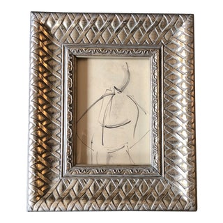 Original Vintage Abstract Charcoal Fashion Study Drawing Vintage Frame For Sale