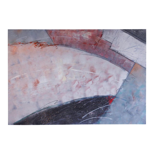 Mid 20th Century Abstract Pink & Black Monoprint For Sale