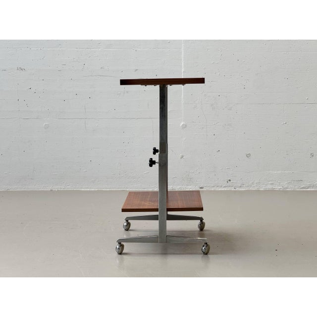 Height-Adjustable Side Table on Casters, 1960s For Sale - Image 4 of 16