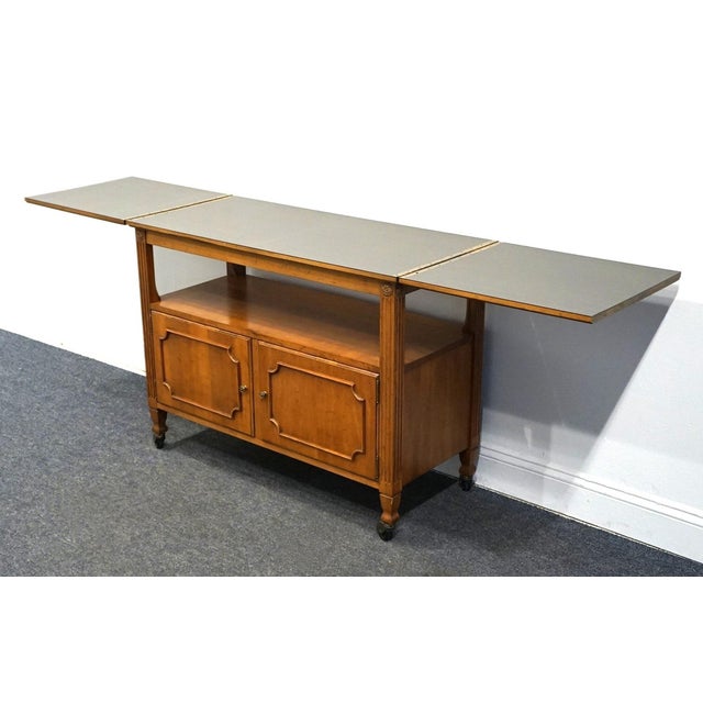 Wood Davis Cabinet Co. Solid Walnut Italian Provincial 80" Flip Top Server Buffet For Sale - Image 7 of 12