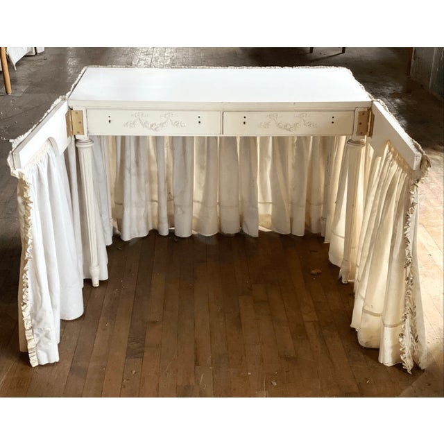 Wood Vintage Danish Shabby Chic Style Skirted Table For Sale - Image 7 of 11