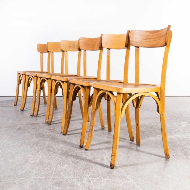 French Blonde Bentwood Kick Leg Dining Chairs from Baumann, 1950s, Set of 4 For Sale - Image 10 of 15