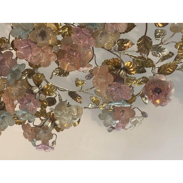 Pink Murano Glass Floral Chandelier, 1980s For Sale - Image 12 of 14