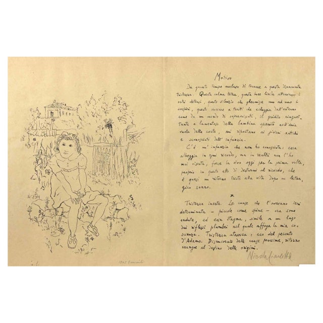 Giovanni Omiccioli, Motivo, Original Lithograph, 1945 For Sale