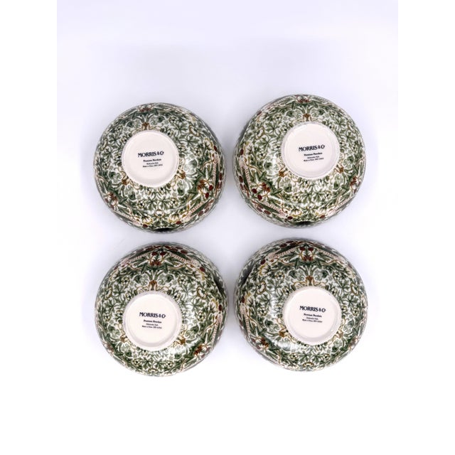 English Morris & Co. Strawberry Thief Porcelain Cereal Bowl - Set of 4 For Sale - Image 3 of 9