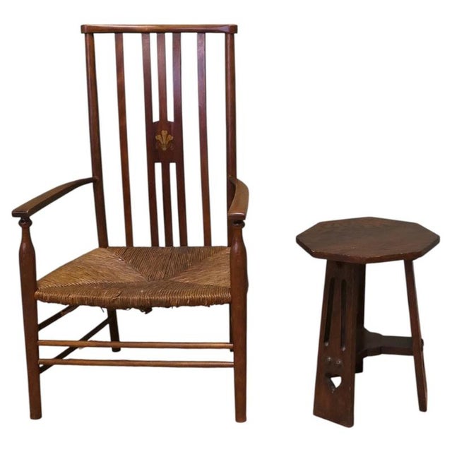 Wood Liberty Rush Seated Low Armchair from Morris & Co., 1900 For Sale - Image 7 of 7