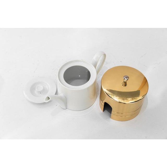 Ceramic Thermos Can with Brass Cover, 1950s For Sale - Image 9 of 13