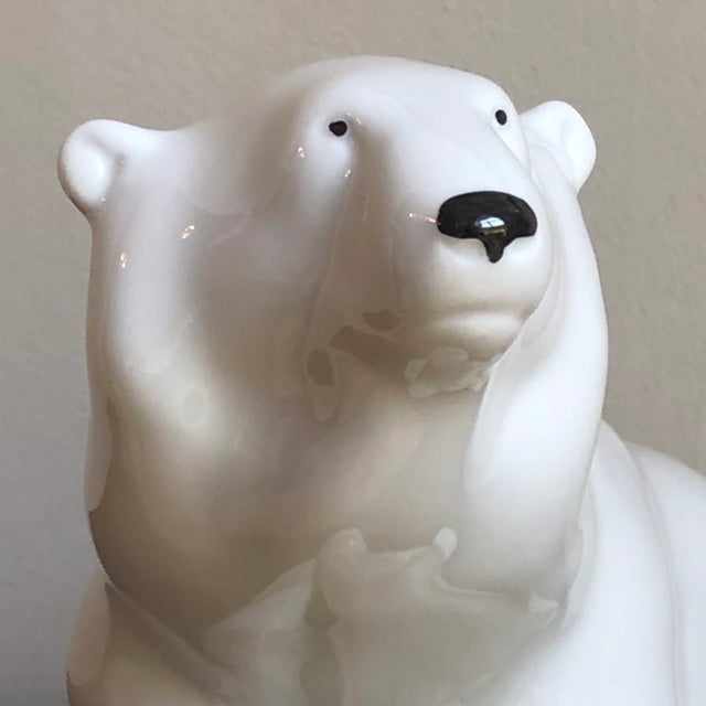 Large Circa 1950 Lomonosov Porcelain Polar Bear Sculpture For Sale - Image 10 of 12