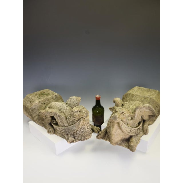 Victorian Gothic Revival Limestone Corbels, Tetramorph Lion & Ox, Harrogate, 1870, Set of 2 For Sale - Image 3 of 17