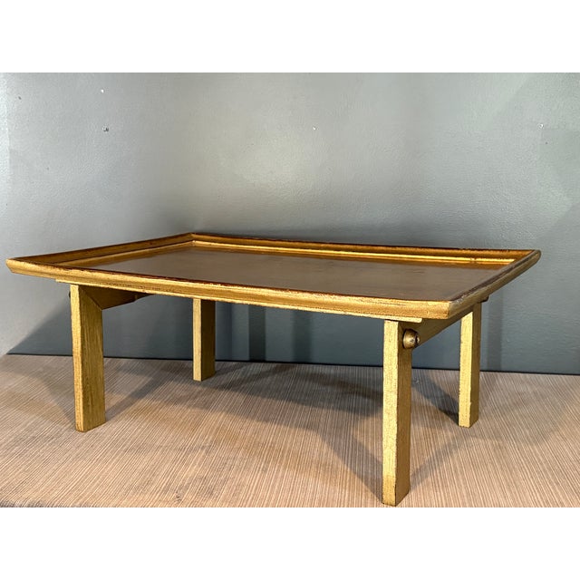 Mid-Century Modern Italian Gilded Wood Tray on Legs by Labrazel For Sale - Image 3 of 7