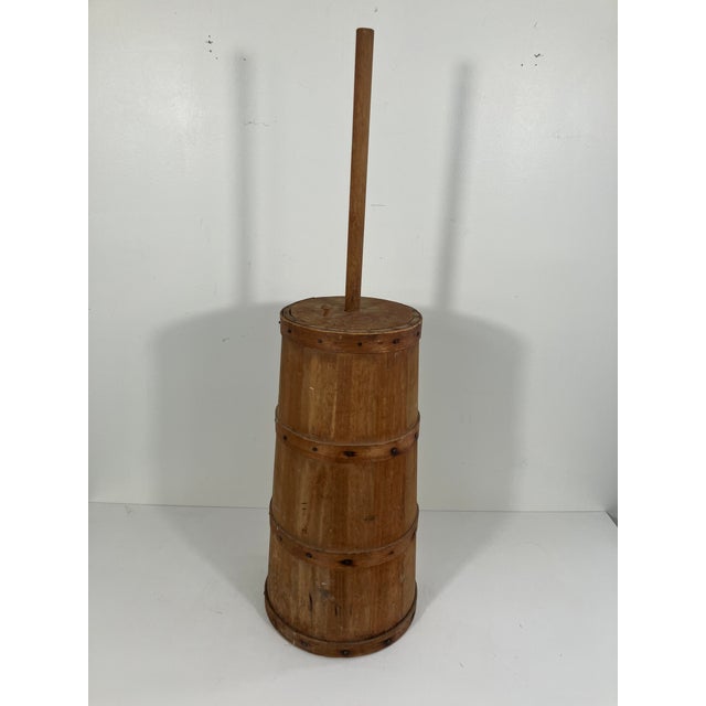 Antique Wood Butter Churn With Lid & Dasher – Late 1800s to Early 1900s For Sale In Orlando - Image 6 of 10
