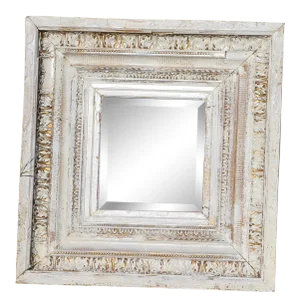 Antique 18th Century Baroque White & Gold Leaf Wall Mirror