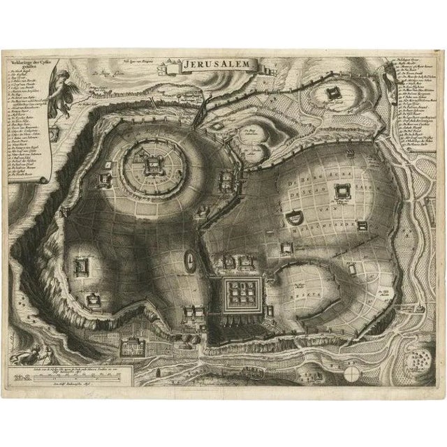 Antique Detailed Map of Jerusalem, 1698 For Sale