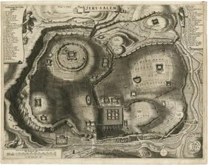 Antique Detailed Map of Jerusalem, 1698