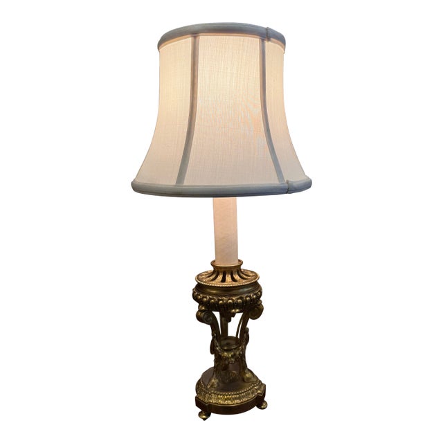 Vintage Neoclassical Style Gilt Bronze Lamp For Sale