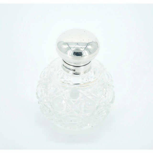 English 19th Century English Sterling Silver Cover Top/ Cut Glass Perfume Bottle For Sale - Image 3 of 10