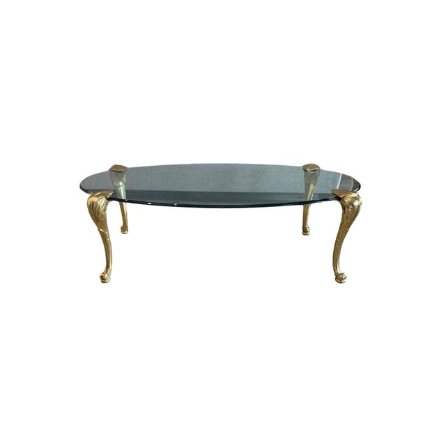 Brass Solid Fern Sculptural Frond Glass Top Coffee Table Attributed to p.e. Guerin Mid 20th Century Hollywood Regency For Sale - Image 12 of 12