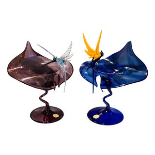 Glass Hummingbird by Peter Böhm for Casper, 1970s, Set of 2 For Sale
