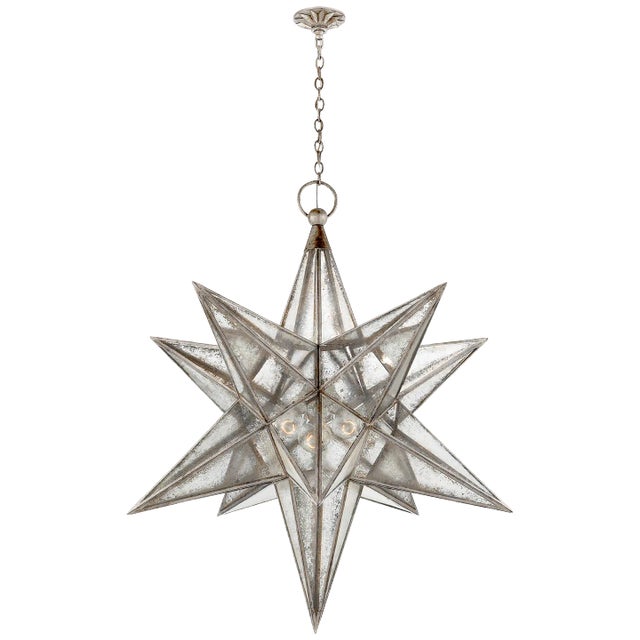 Moravian XL Star Lantern in Burnished Silver Leaf with Antique Mirror Designer: Chapman & Myers Canopy: 6" Round Mounting:...