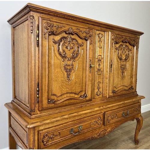 Vintage French Louis XVI Style Oak Carved Sideboard For Sale - Image 6 of 13
