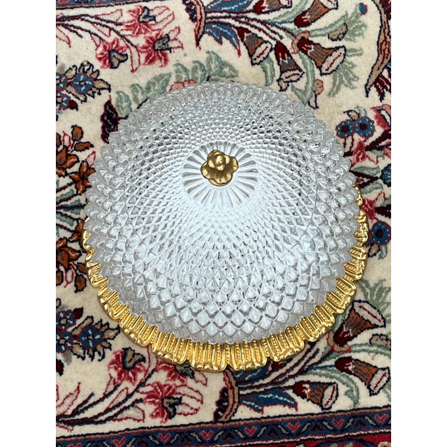 1970s Brass and Crystal Glass Plafonier Ceiling Lamp from Glashütte Limburg, 1970s For Sale - Image 5 of 8