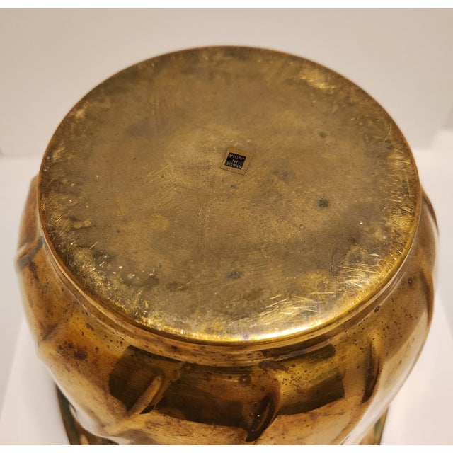 Metal Vintage Mid-Century Brass Swirl Planter/Wastebasket Made in India For Sale - Image 7 of 10