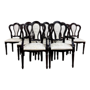 Italian Dining Chairs With White Upholstery - Set of 10