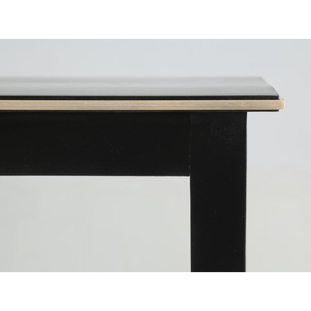 Vintage French Ebonized Side or End Table With Brass Trim For Sale - Image 9 of 12