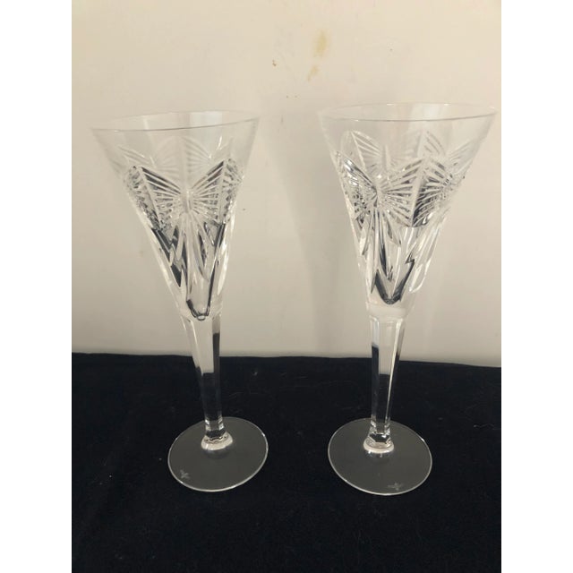 Contemporary 1990s Waterford Crystal Happiness Champagne Flutes- a Pair For Sale - Image 3 of 8