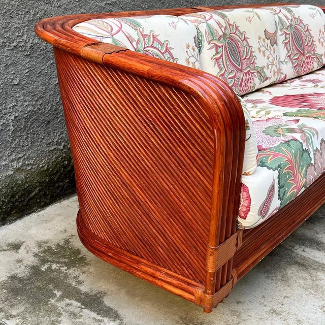 Bamboo and Rattan Sofa attributed to Maugrion for Roche Bobois, France, 1980s For Sale - Image 4 of 16