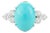 Mid-Century Turquoise & Zircon Ring in 925 Sterling Silver Size 7 For Sale