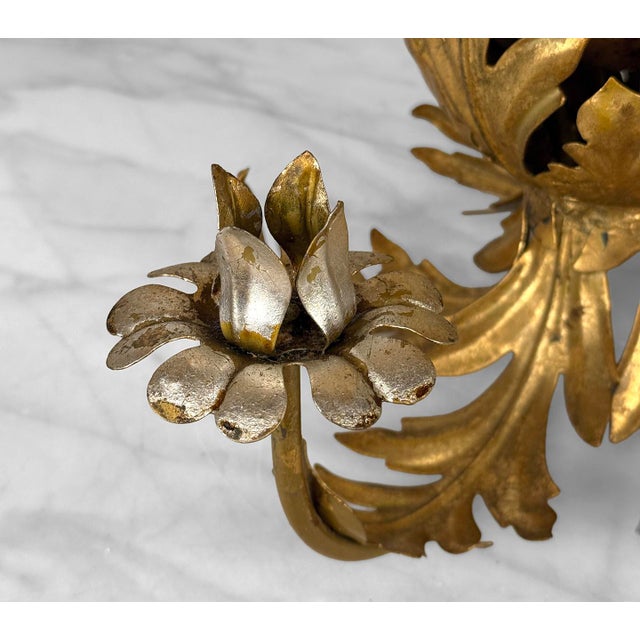 Vintage Italian Gold Gilt Metal Centerpiece Planter Candlestick Holder For Sale - Image 9 of 10