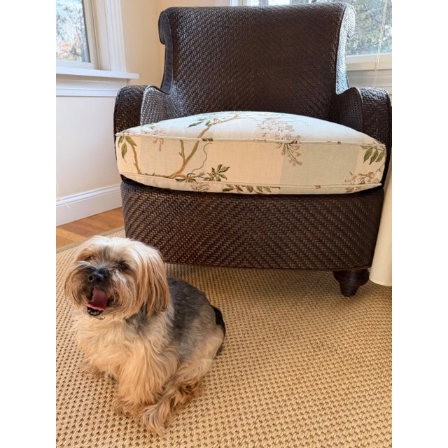 Wood Custom Lounge Chairs by Mark Hampton by Hickory Chair, Upholstered in Colefax and Fowler, Set of 2 For Sale - Image 7 of 18