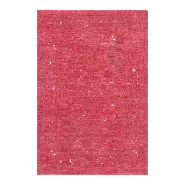 Pasargad Home Lahore Magenta Wool Area Rug- 4' 0" X 6' 0" For Sale