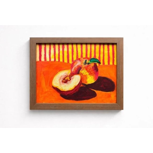 Contemporary Original Peach Painting, Modern Art Fruit, Framed Contemporary Food Art For Sale - Image 3 of 3