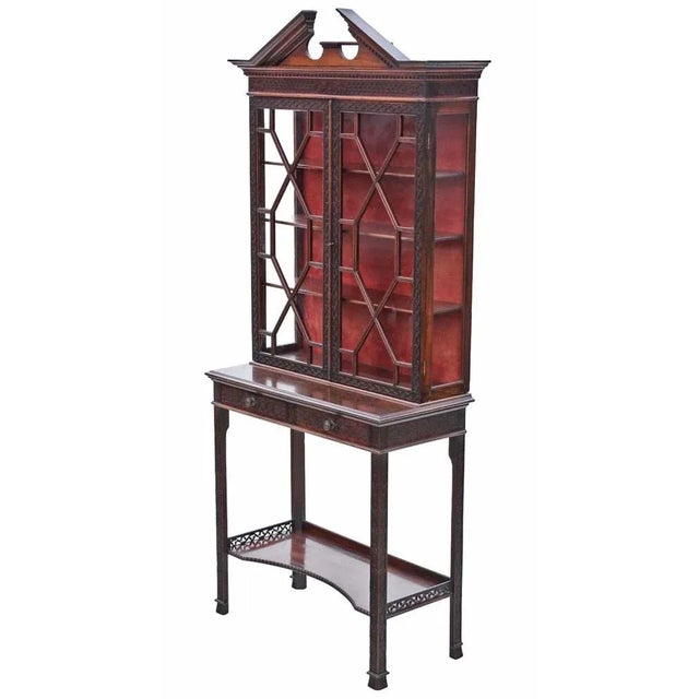 19th Century Antique Chinoiserie Pier Display Cabinet in Mahogany from Edwards & Roberts, 1890s For Sale - Image 11 of 11