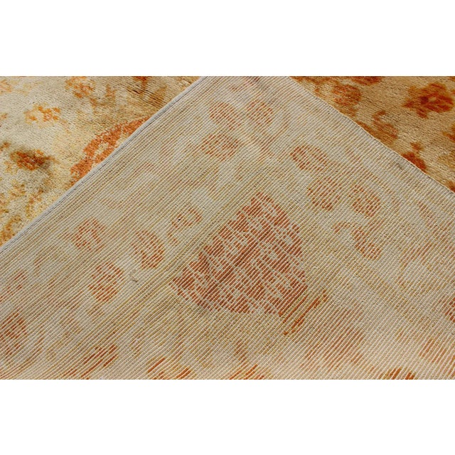 Antique Spanish European Carpet With Pineapple Design in Gold, Cream & Tangerine For Sale - Image 9 of 10