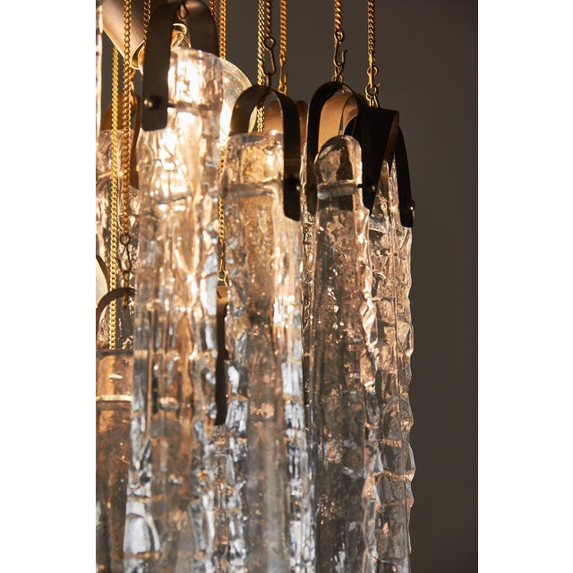 Glass and Brass Chandelier with Icicle Pendants from Itre, 1970s For Sale - Image 16 of 18