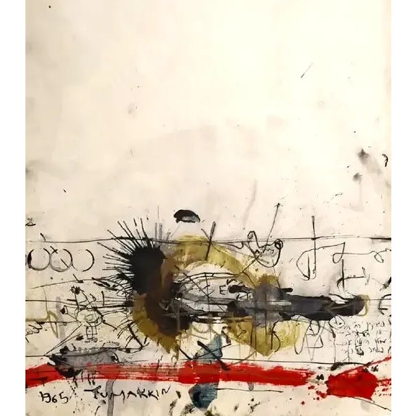 Igael Tumarkin Israeli 1933 - 2021 Mixed media painting. Signed and dated 1965. Size: 27 x 19 in | 69 x 48 cm Framed: 37.5...