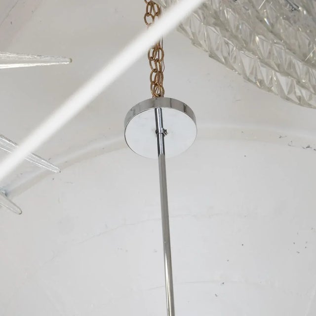 Silver Vintage Space Age Polished Nickel and Glass Pendant For Sale - Image 8 of 8