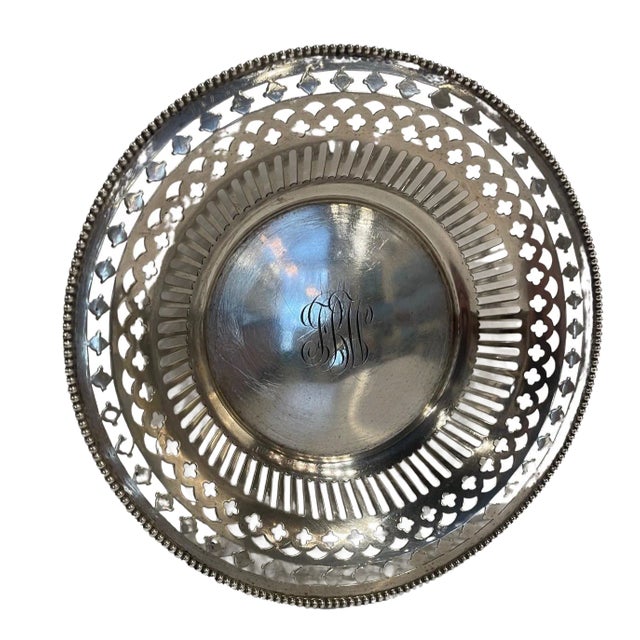 Sterling Silver Salver with Reticulated Border, 19th Century For Sale