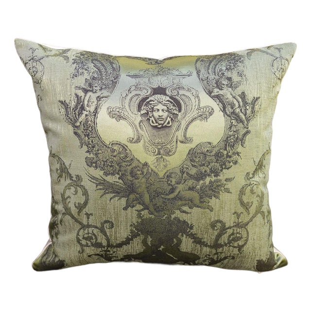 Green Medusa Medallion Jacquard Pillow Cover For Sale